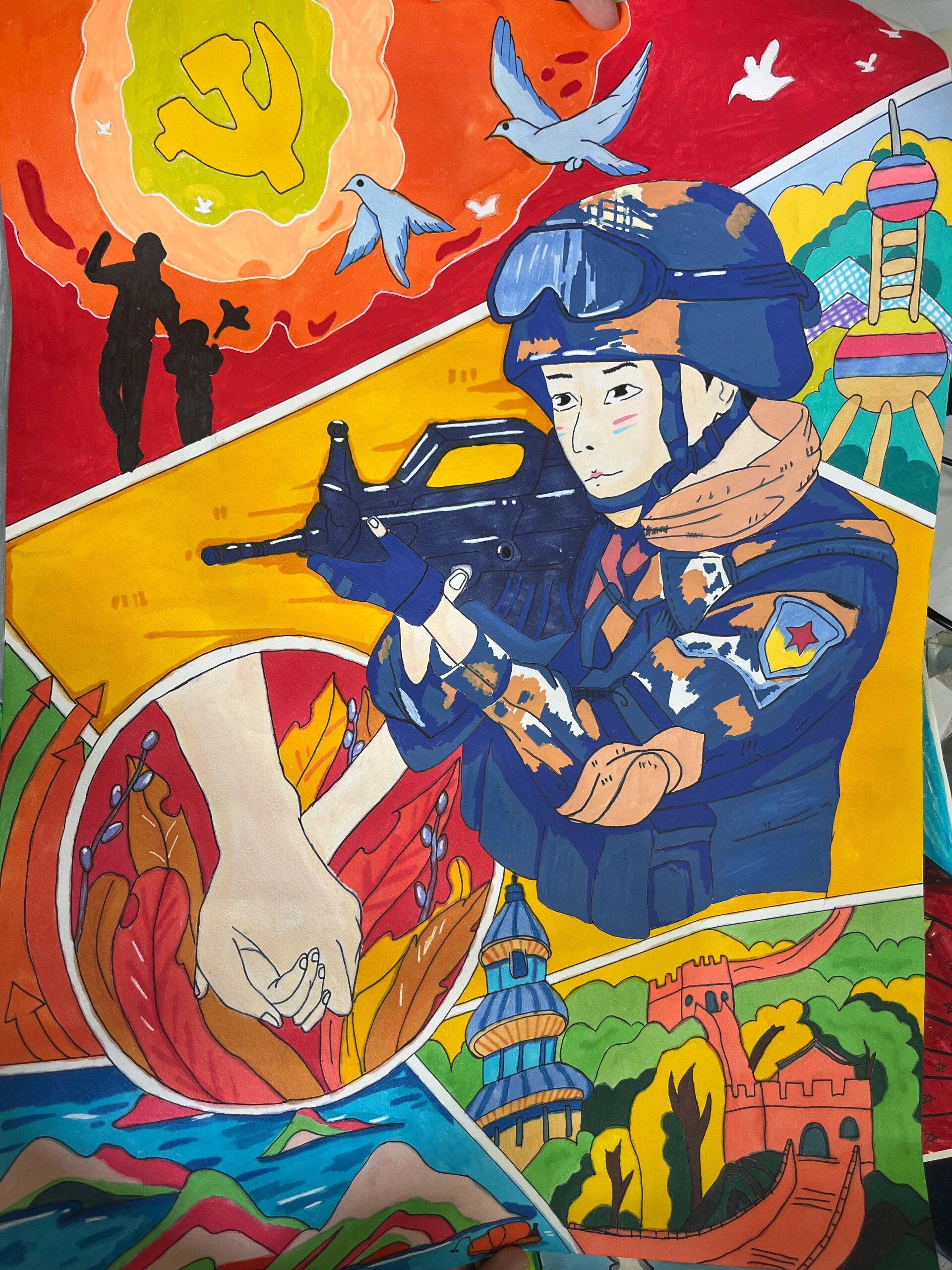 国防教育绘画|强国梦绘画