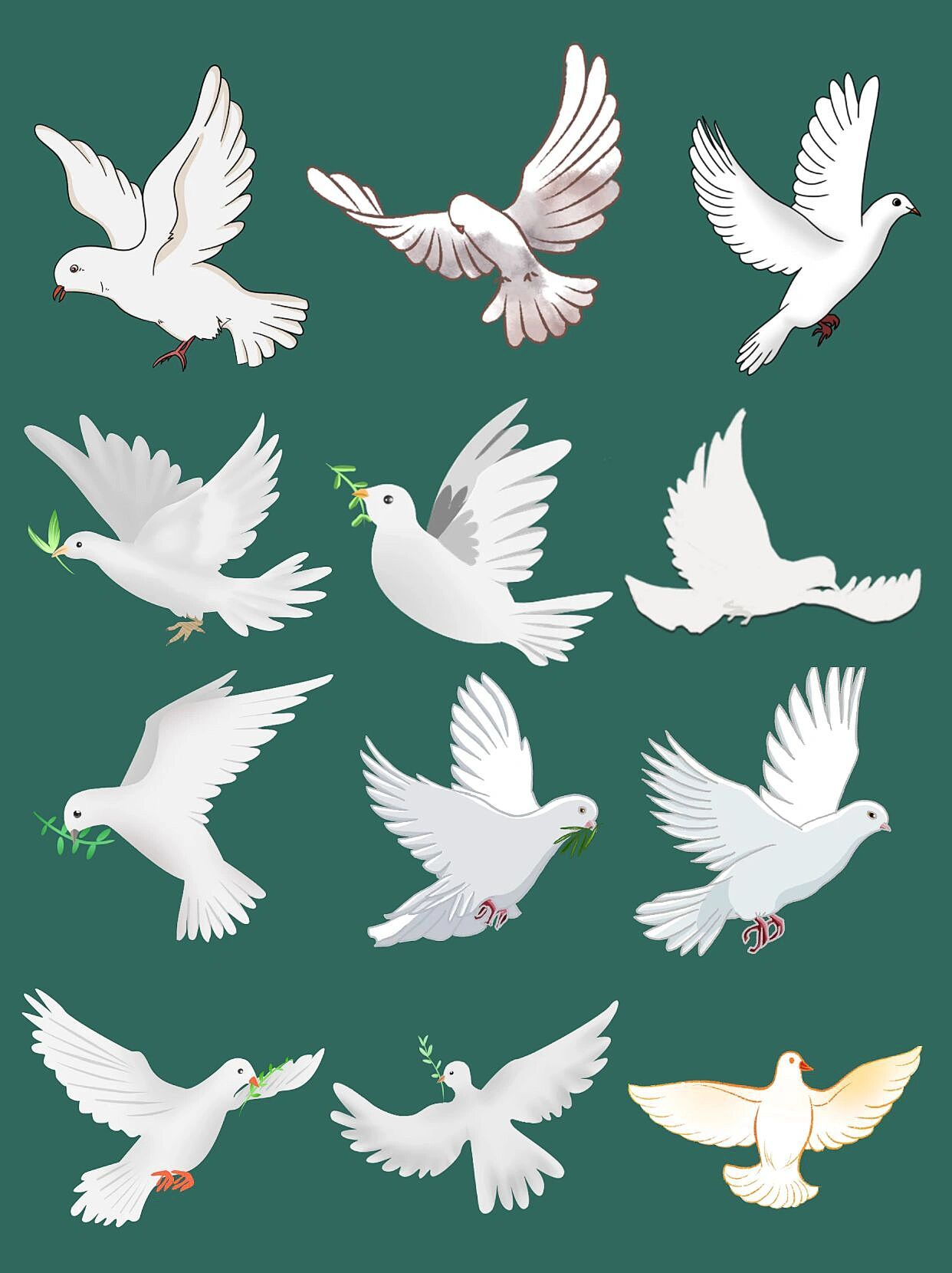 白鸽92手绘鸽子展翅高飞|png素材