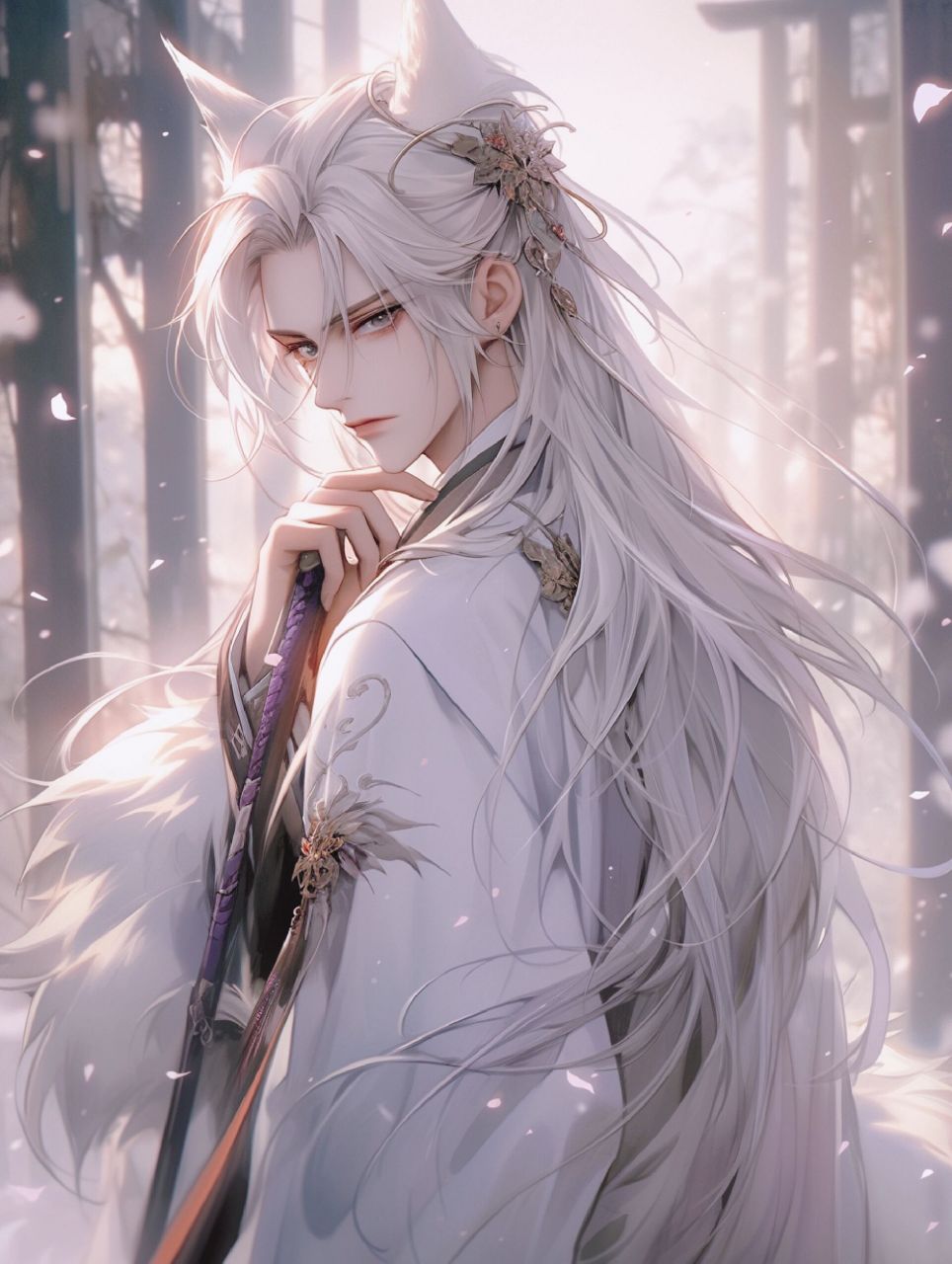 白毛控·古风白发男生头像