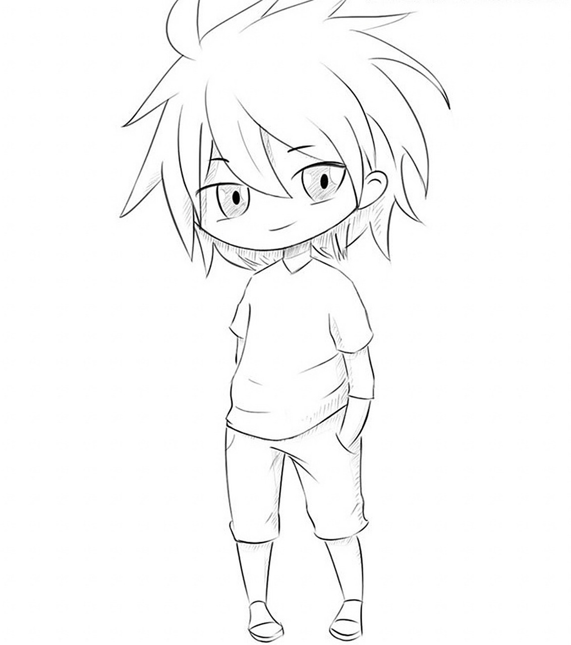 简笔画教程|96615个步骤画一个动漫男孩 7715酷酷的动漫男孩