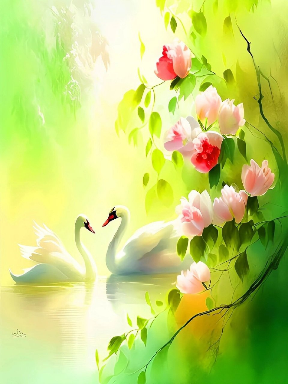 今日份春天景色|白天鹅 #白天鹅# #治愈系风景# #治愈系壁纸# #国风