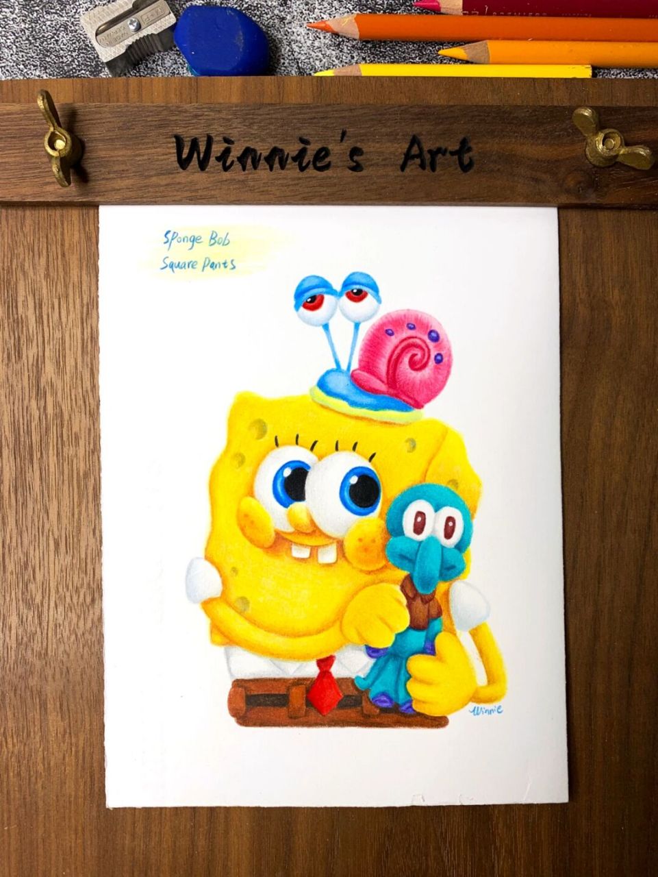 【手绘彩铅海绵宝宝】章鱼哥小蜗/附线稿 老规矩:完整绘画过程视频在