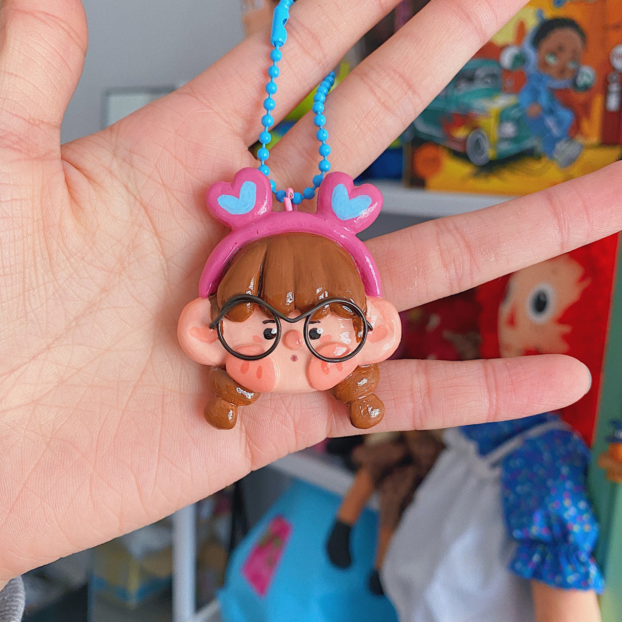 石塑粘土|大头冰箱贴77钥匙扣两用～ 给好朋友们准备了一个新年小