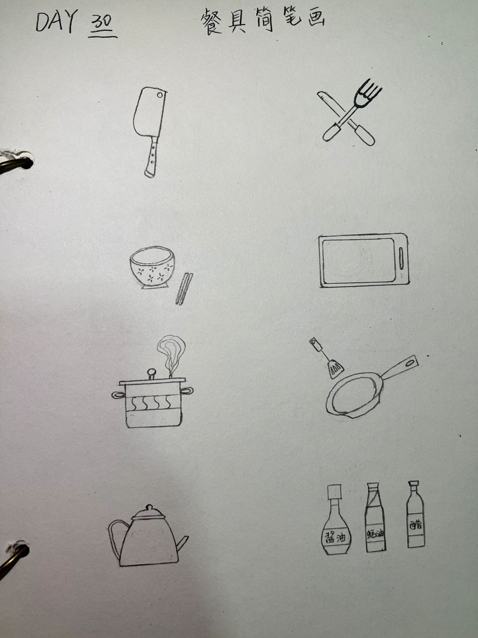 『餐具简笔画』day30 今天是两张哦!