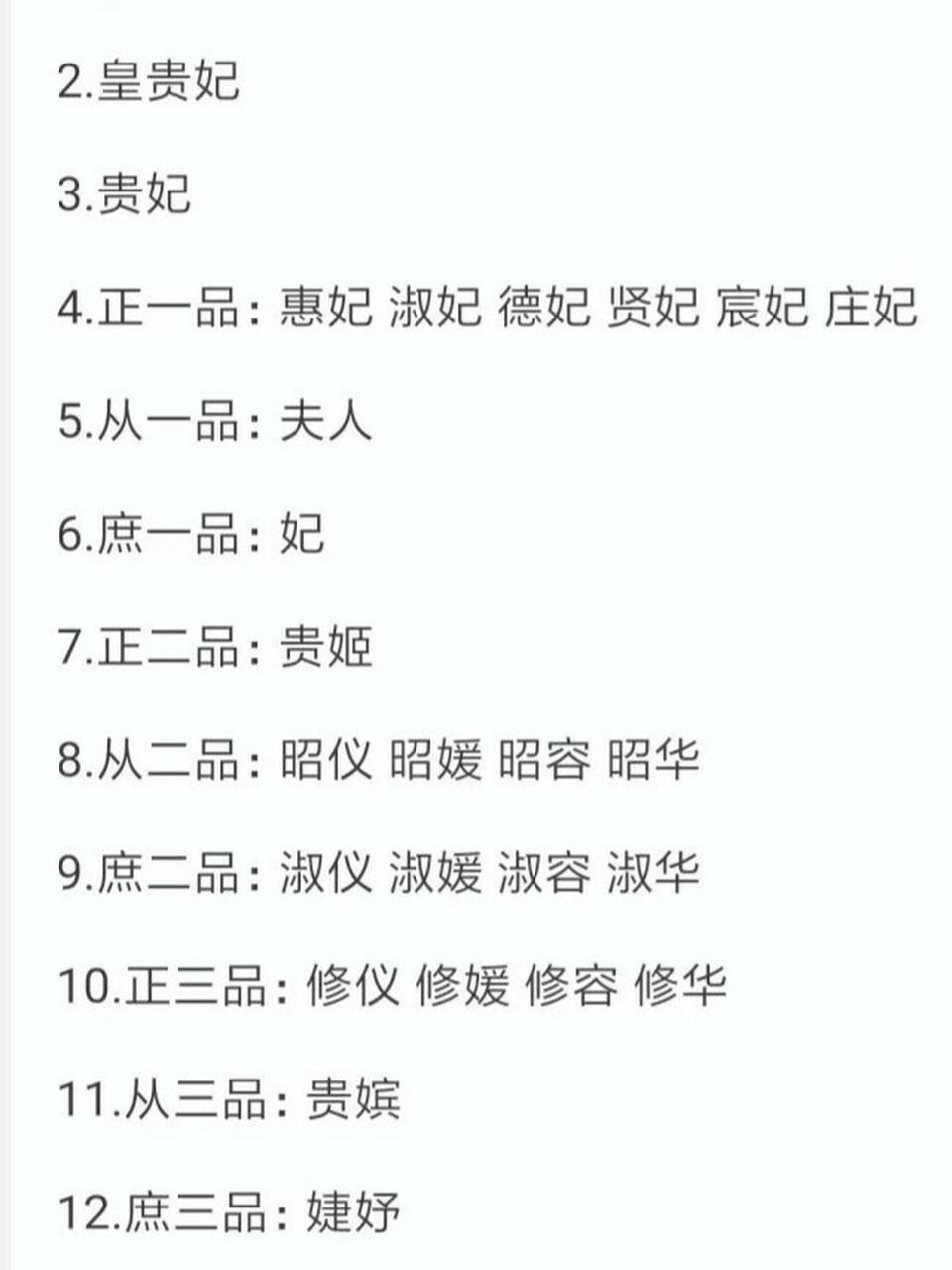 后宫职位表 点赞拿走