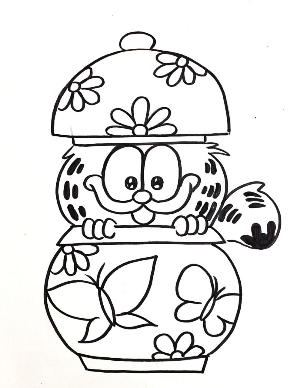 加菲猫儿童画 #加菲猫卡通画##加菲猫##儿童画##创意画##卡通画##马克