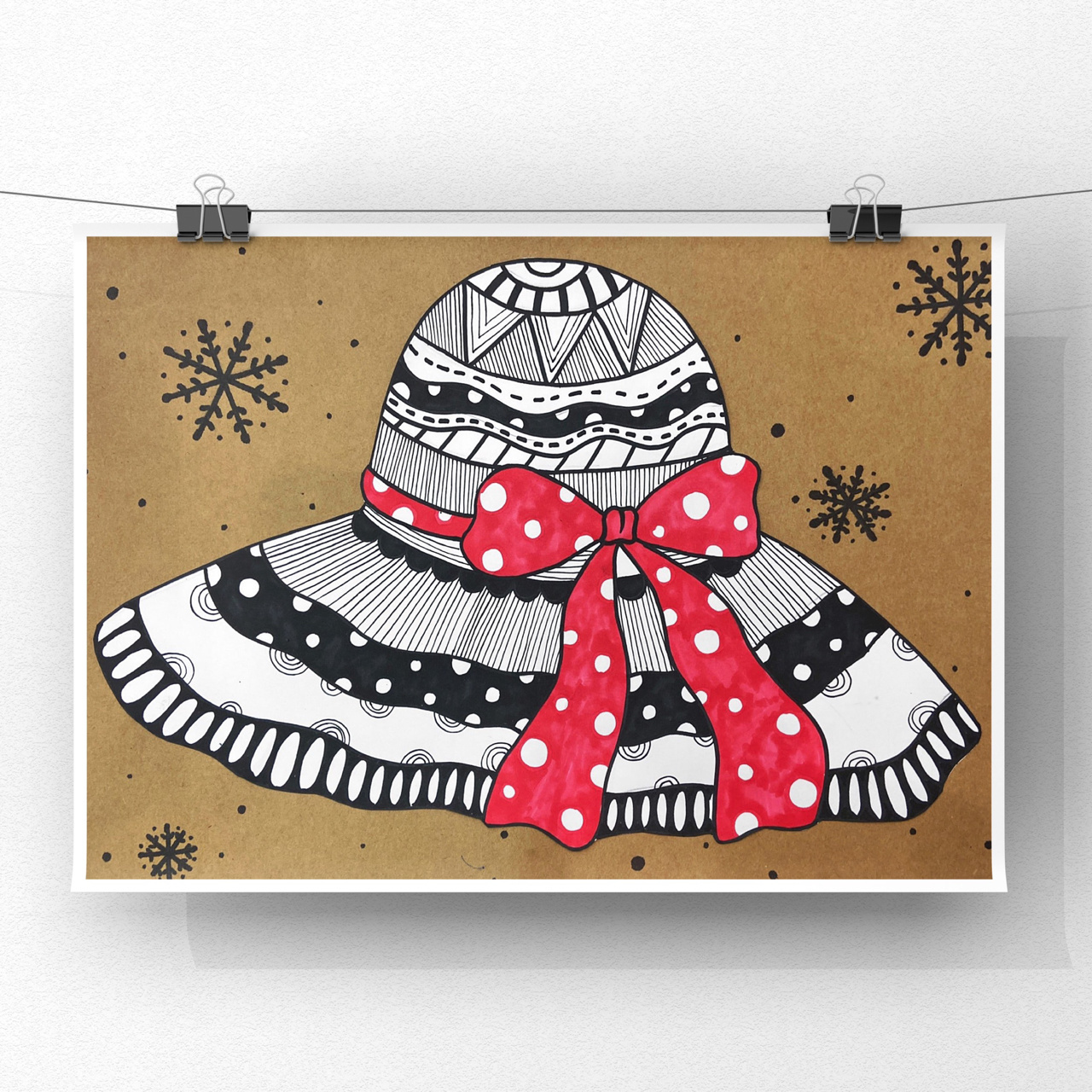 创意美术  线描画《帽子》6-8岁 创意美术  线描画《帽子》6-8岁