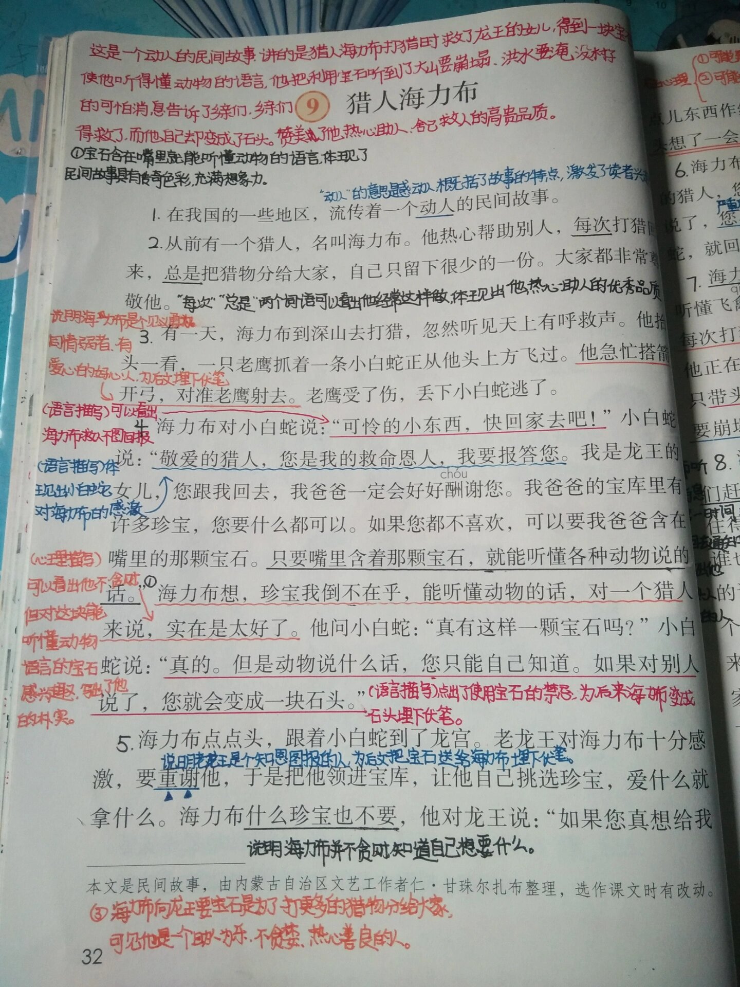 五年级语文上册猎人海力布课堂笔记