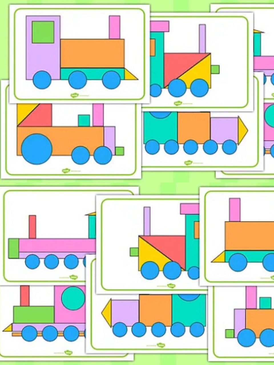 彩色卡车图形剪贴画 随意组合多种趣味 让我看看是哪个小朋友先拼出来