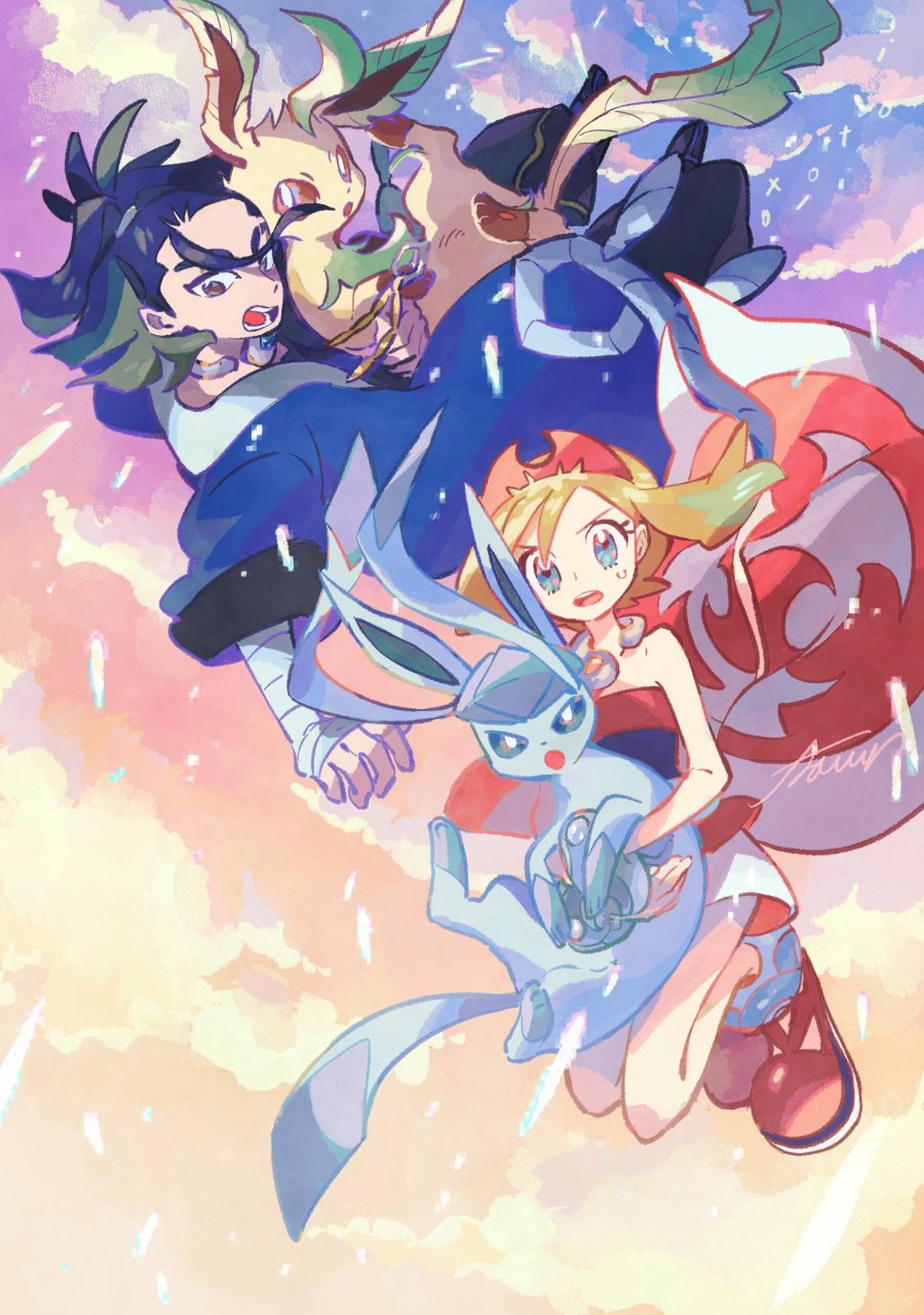 宝可梦壁纸-冰伊布&叶伊布 转载|搬运自推特 伊布家族真的每一个都爱!