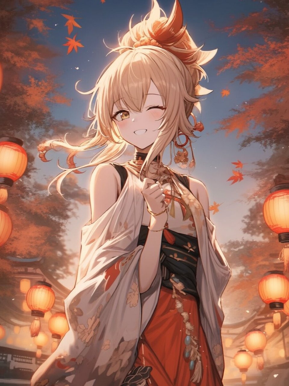 【原神壁纸】宵宫丨琉焰华舞 part 3 从天守阁向下观望时, 齐放的烟花