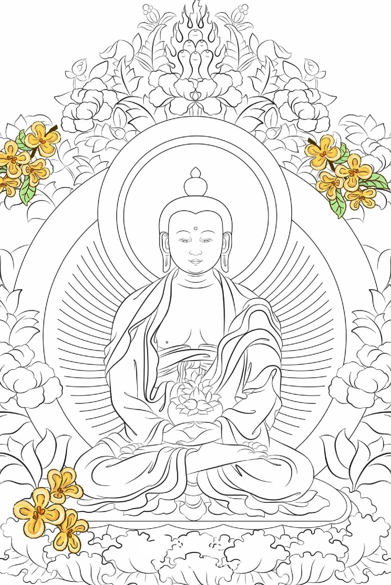 阿弥陀佛 高清线稿