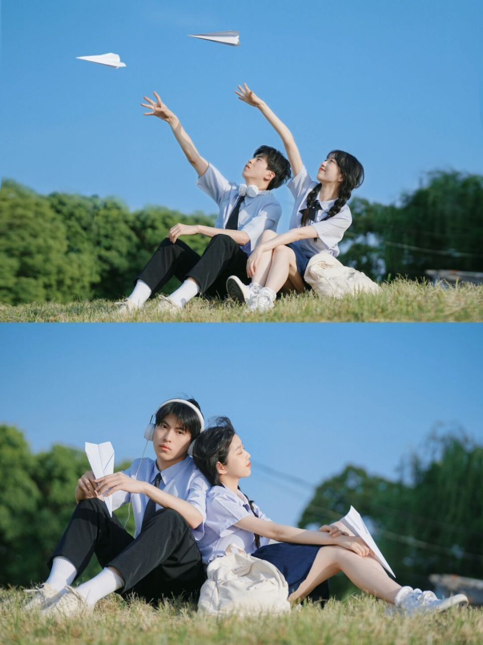 听听歌 折纸飞机,一起拥抱对方,一起看远方,这些姿势都非常适合情侣