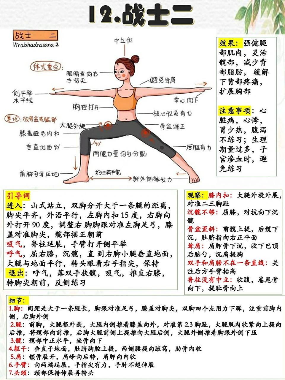 瑜伽教练教培笔记(体式12:战士二式)日更 站式二式是一个力量与平衡