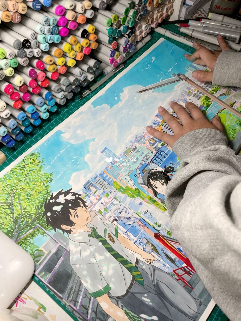 你的名字4k细节满满马克笔手绘完成73 做自己喜欢热爱的事情是很