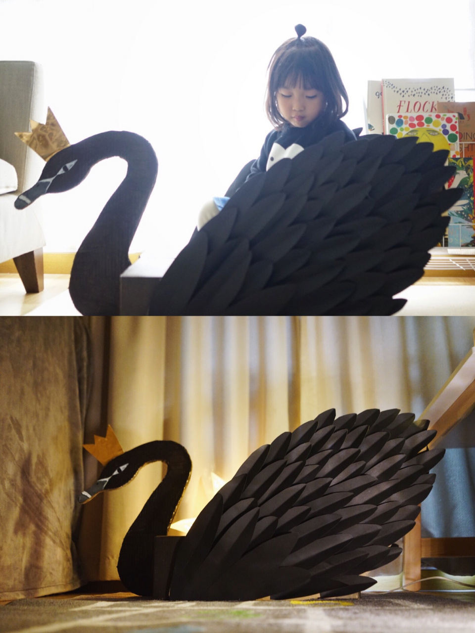 纸箱动物|纸箱黑天鹅|完整步骤图|亲子手工 06这个黑天鹅,是很早