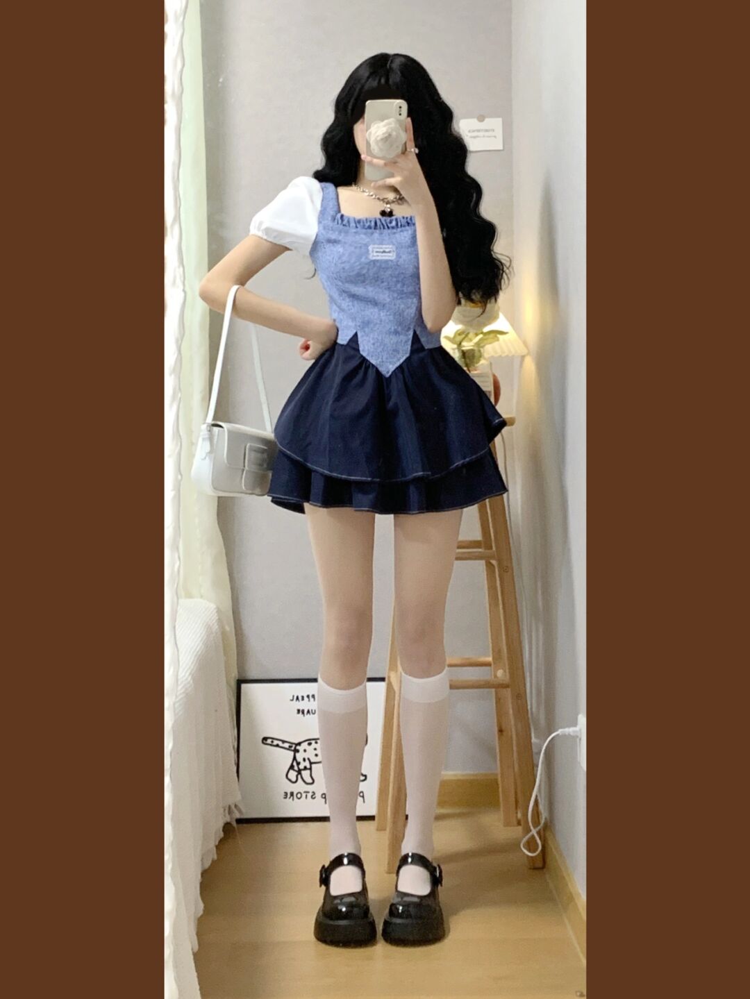 今日份来咯～ ～～～look1～～～ 很显白的套裙～裙子带裤子的 很方便