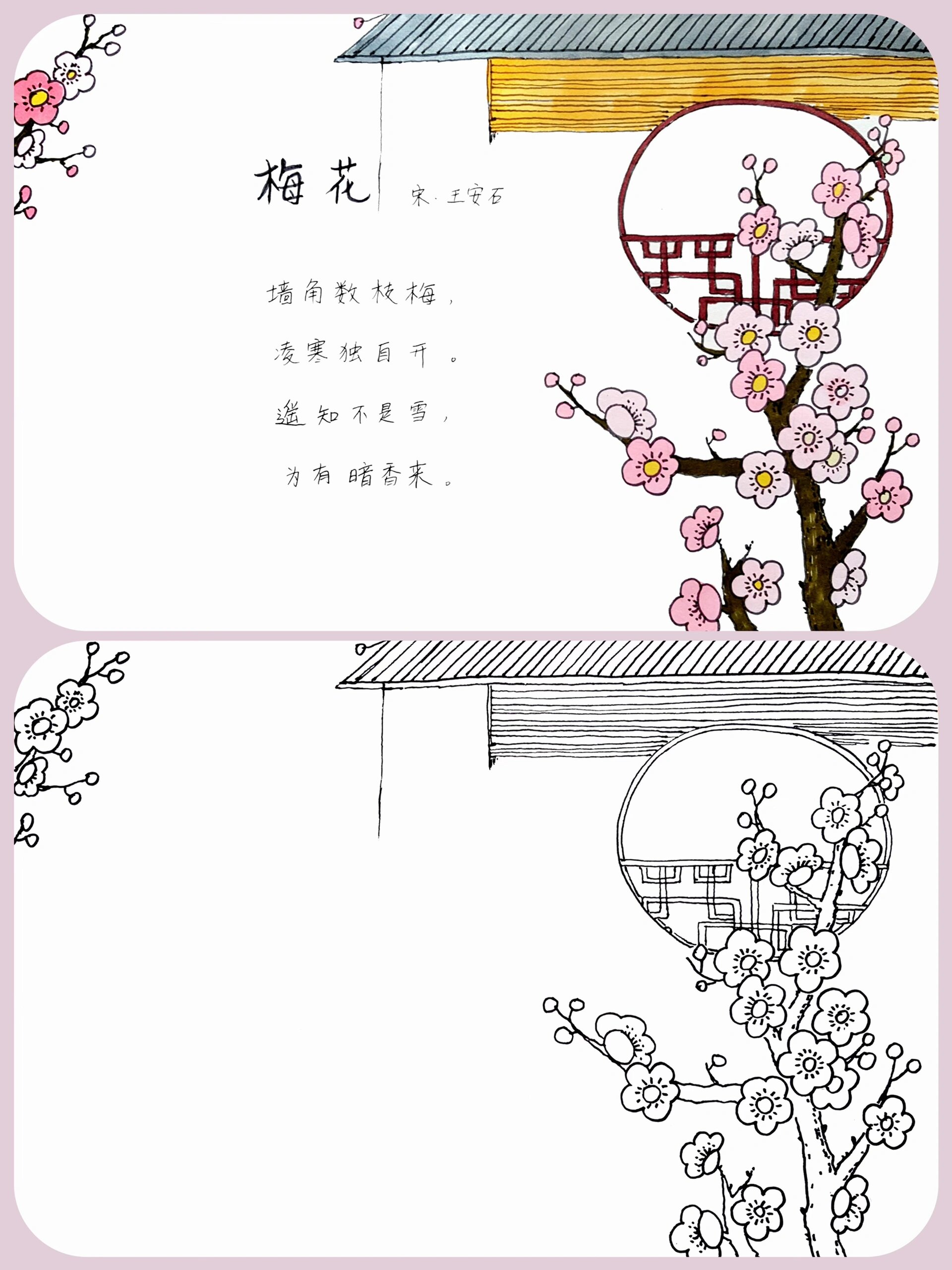 《梅花》古诗配画手抄报