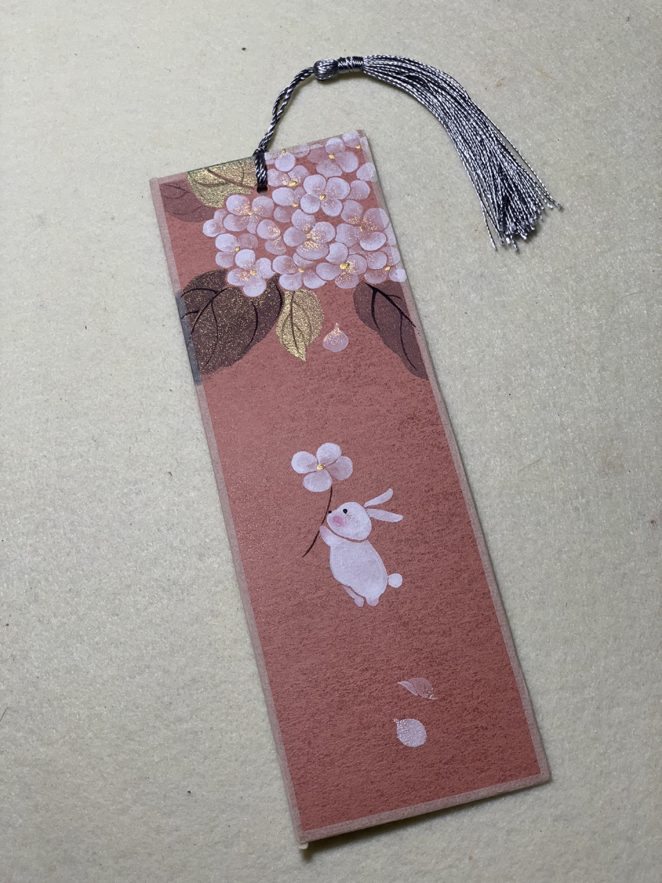 绣球花书签92 绣球花 兔子 蝴蝶 正反面