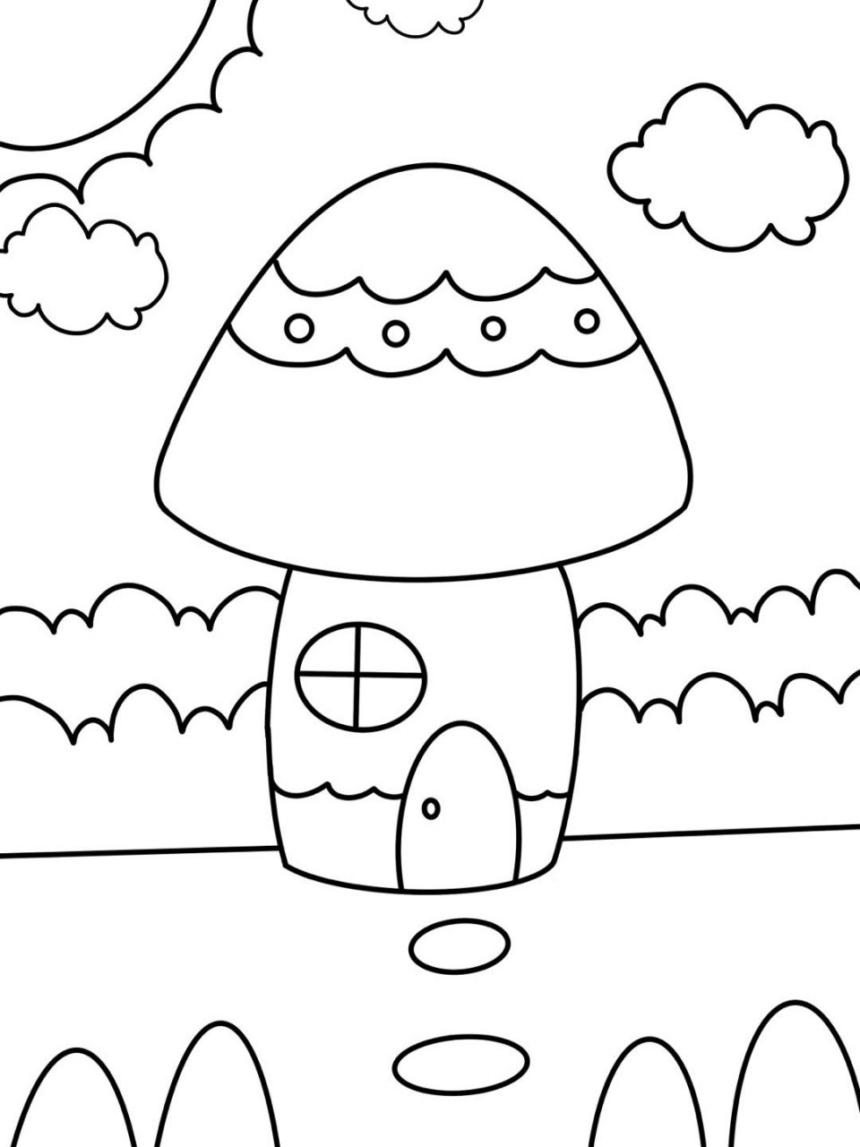 蘑菇屋简笔画 幼儿图片