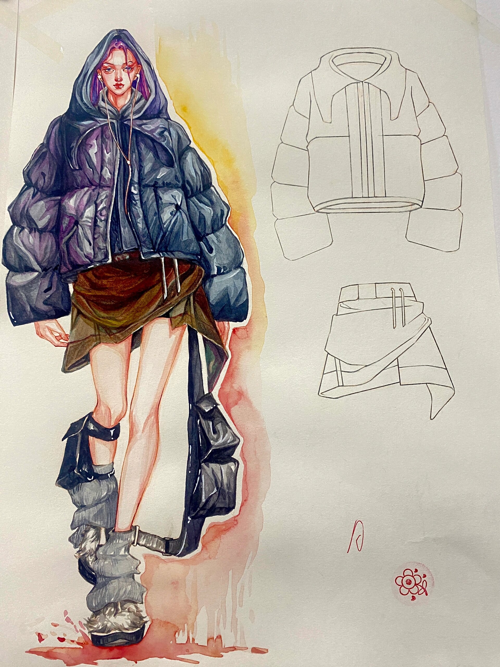 手绘服装冬季棉服 针织