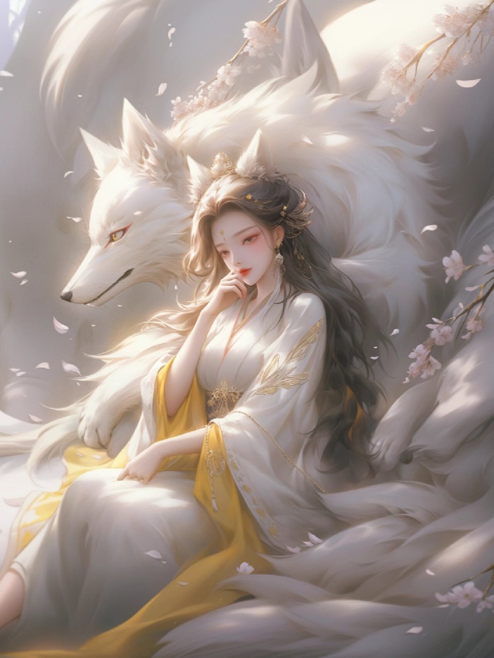 【神话系列】九尾狐—白色九尾,青丘之王  九尾狐传说, 白色九尾