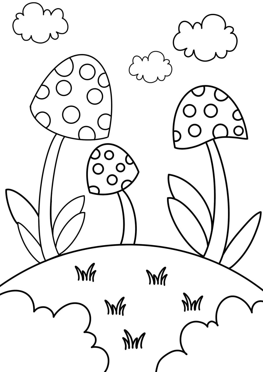 春天主题 蘑菇96 创意画 儿童画 简笔画