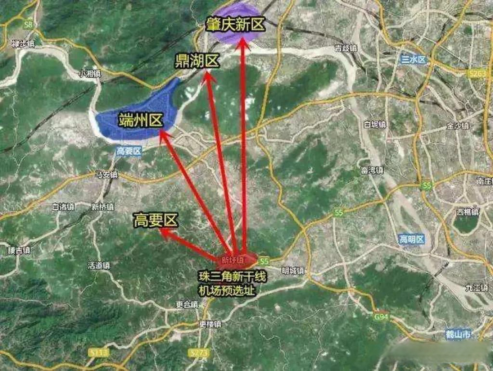 珠三角新干线机场来临,位于高要蛟塘附近,对肇庆有更多期待