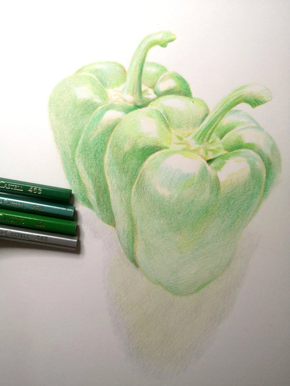 彩铅手绘基础 青椒 铺色步骤分享 彩铅 如何铺色?