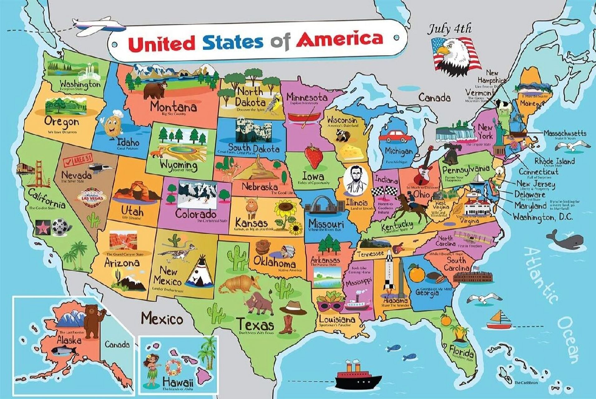 一张图带你了解美国各州