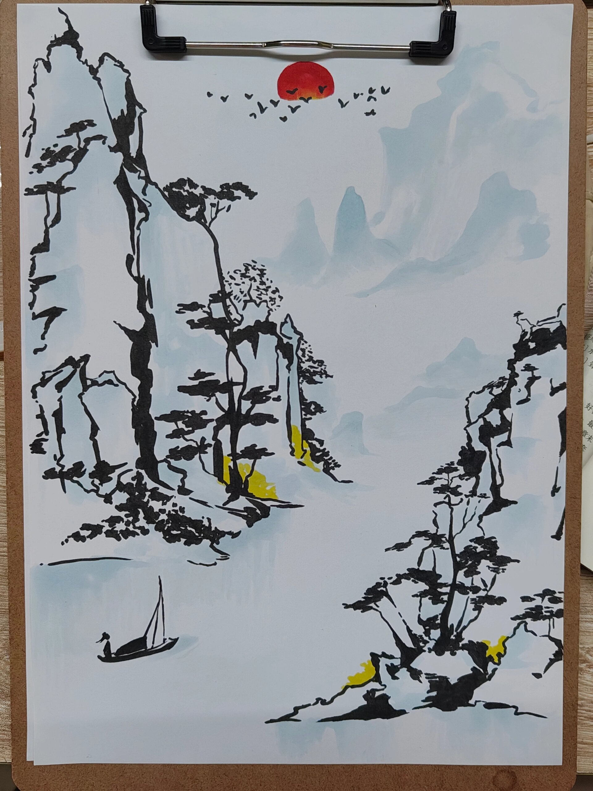 语文作业 :《次北固山下》配图