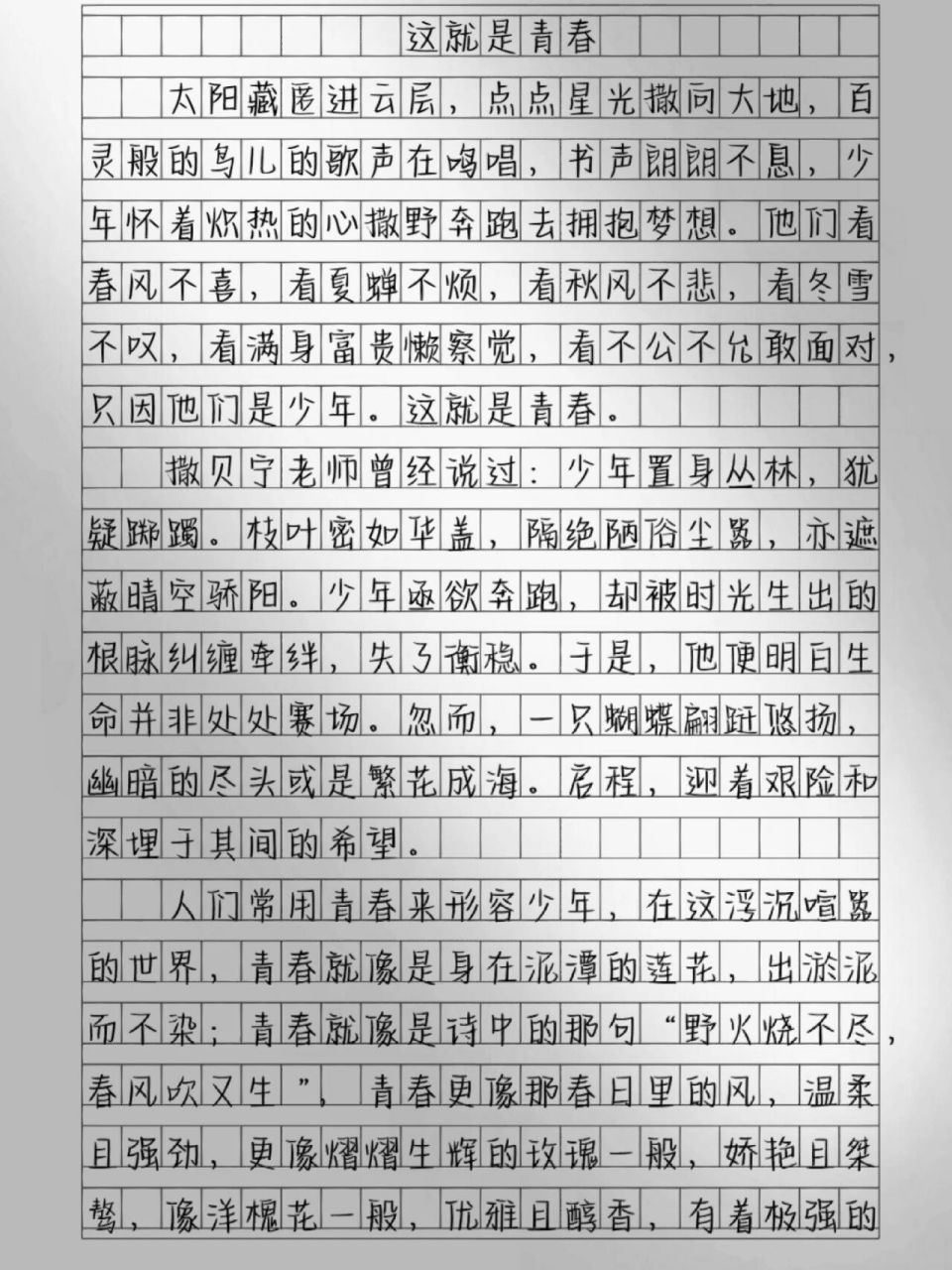 这篇作文真的绝:这就是青春 太阳藏匿进云层,点点星光撒向大地,百灵般