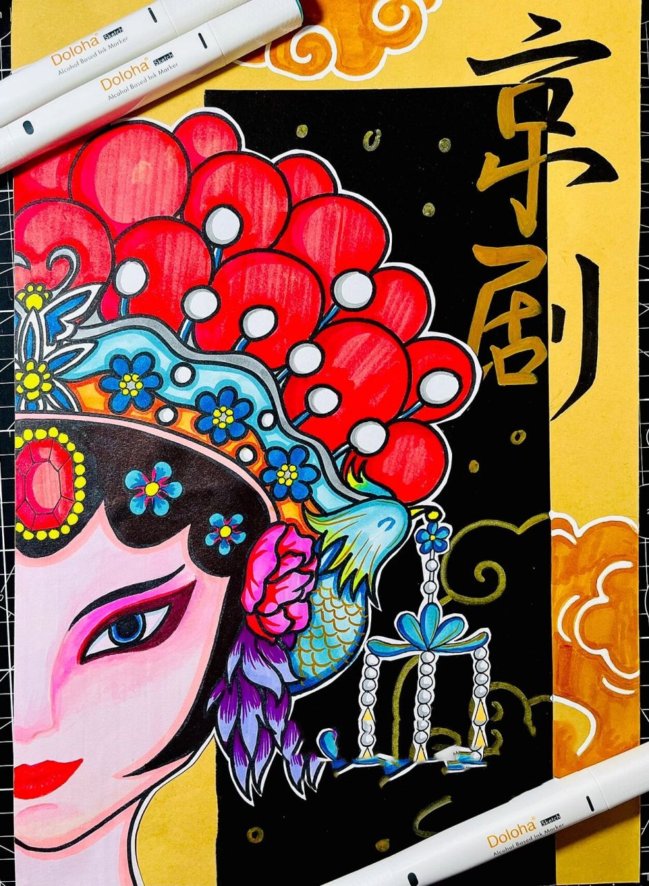 创意儿童画丨国风 京剧