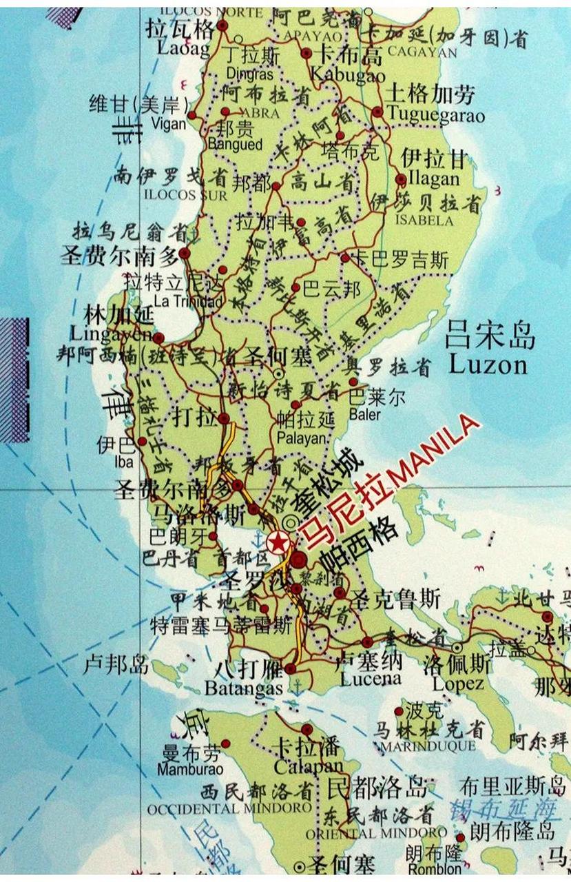 菲律宾吕宋岛西侧海域有一条断续线,这是中国南海国界线,是九段线之一