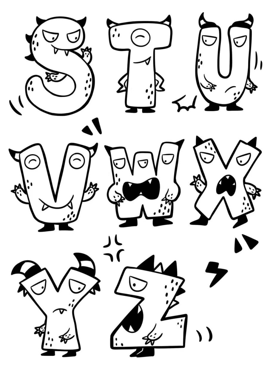 每日一画|26个字母小怪物      字母小怪物涂鸦来喽