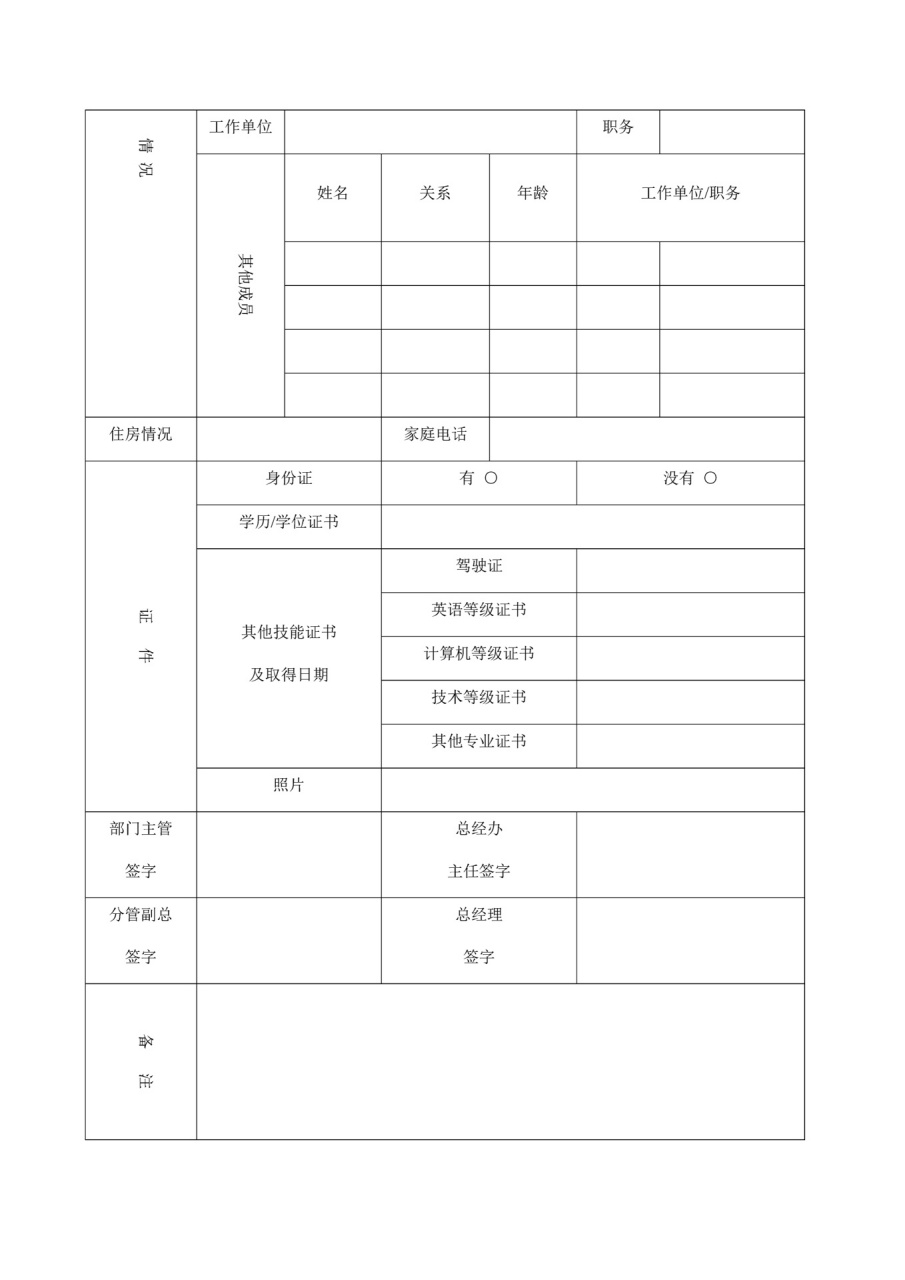 员工入职登记表 员工入职登记表