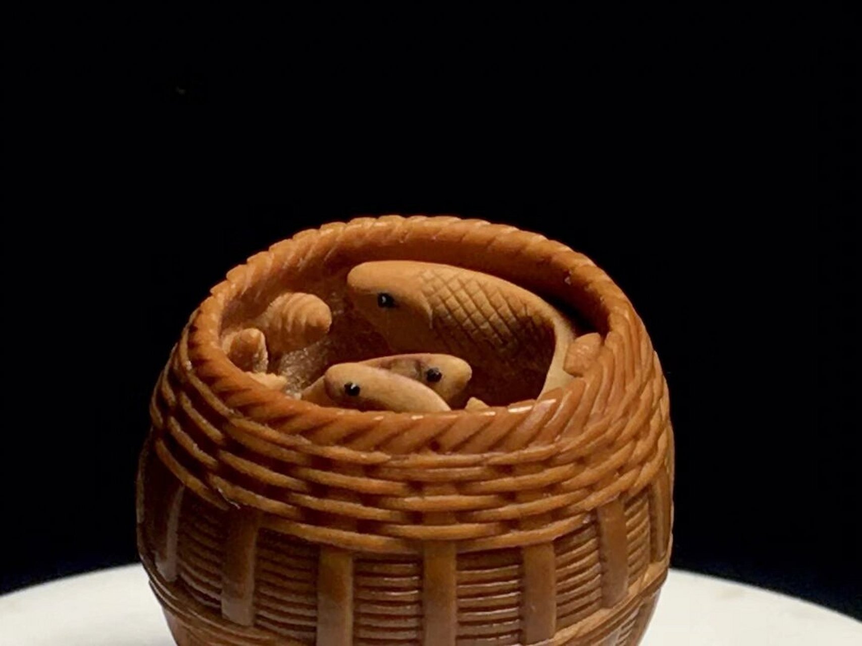 2cm 【品质】名阳老师创意作品,鱼篓,内有乾坤,微雕艺术,细节真的特别
