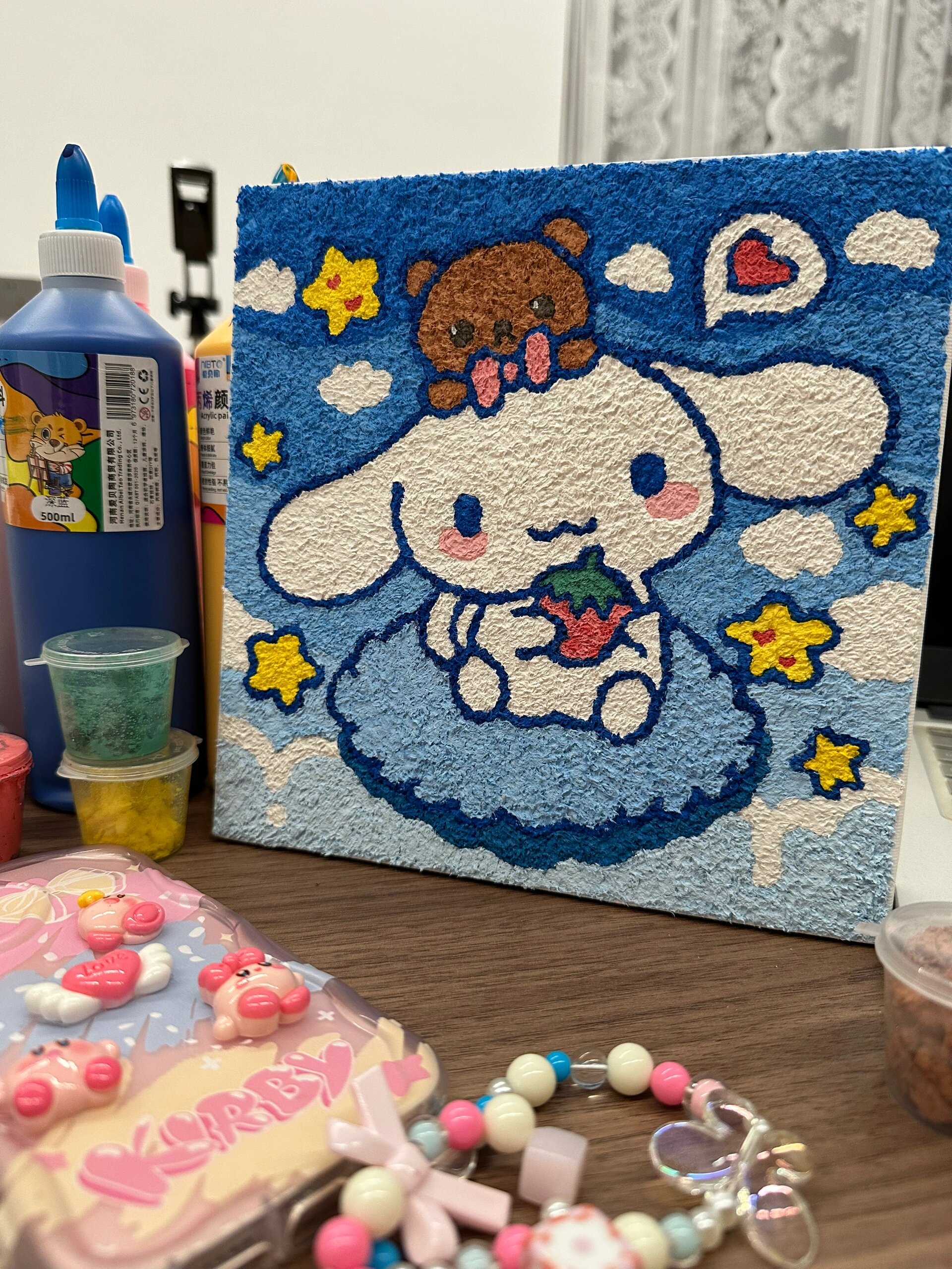 diy纸浆画 玉桂狗 噗噗的diy日记之/纸浆画 玉桂狗