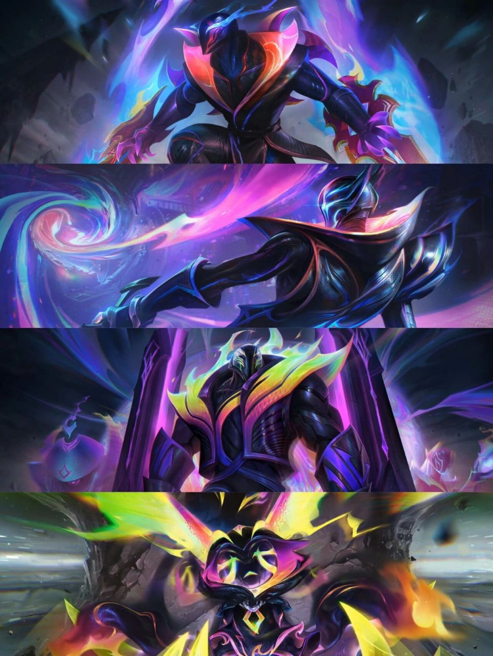 英雄联盟 | 新皮肤empyrean至高天系列 分别是:劫 烬 奎桑提 薇古丝