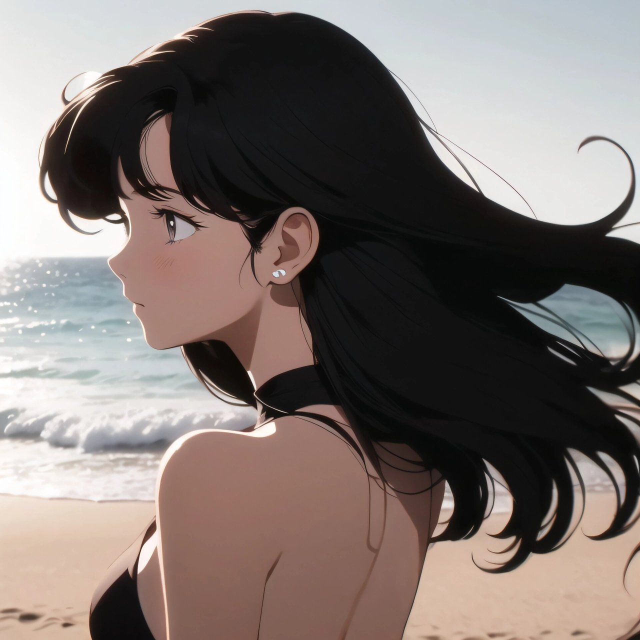 闺蜜头像96长发小姐姐面朝大海