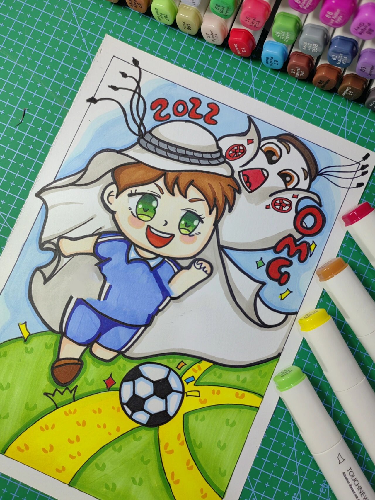 世界杯儿童画(附步骤)关于足球儿童画