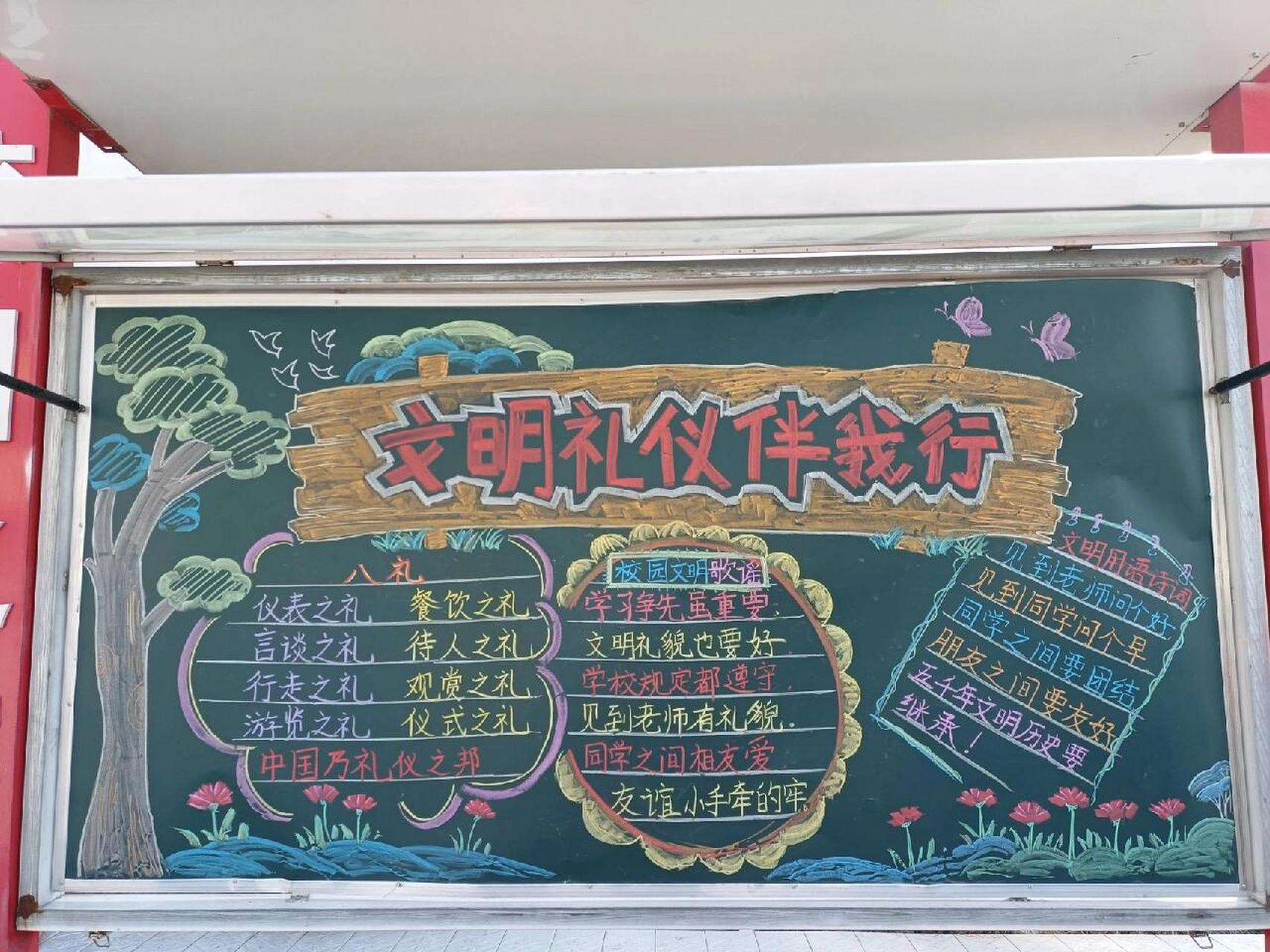文明礼仪黑板报 简单的文明礼仪黑板报完成77