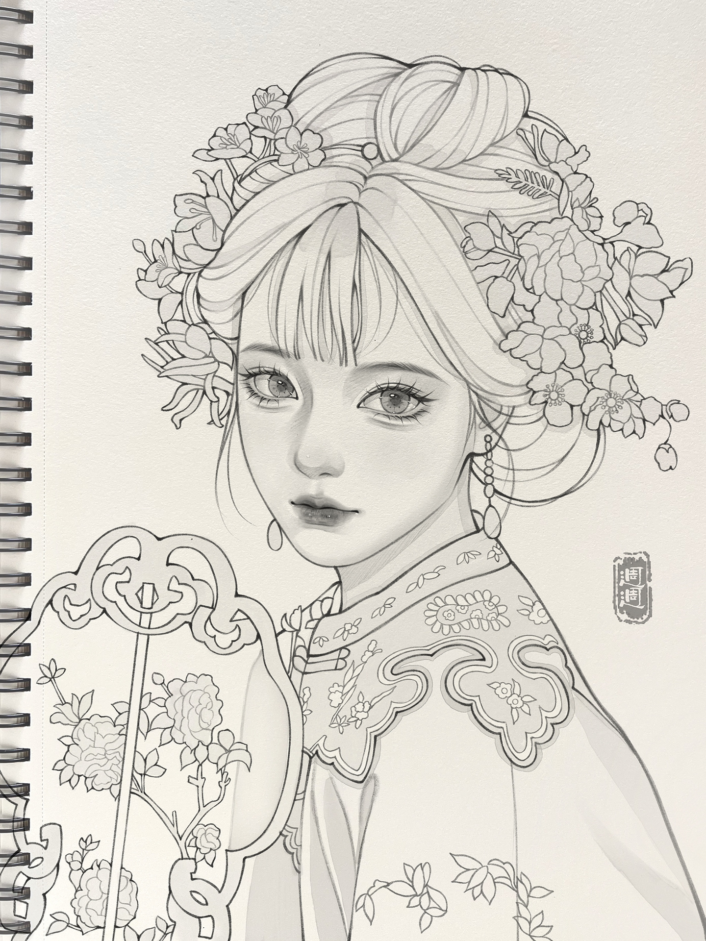 古风线稿/清汉女线稿/女生线稿