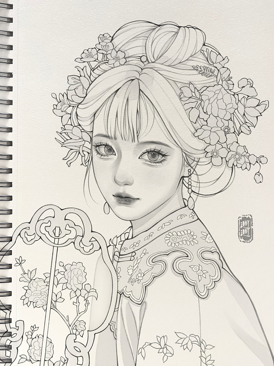 古风线稿/清汉女线稿/女生线稿 又来抠细节了 模特参考:芸豆豆鹅