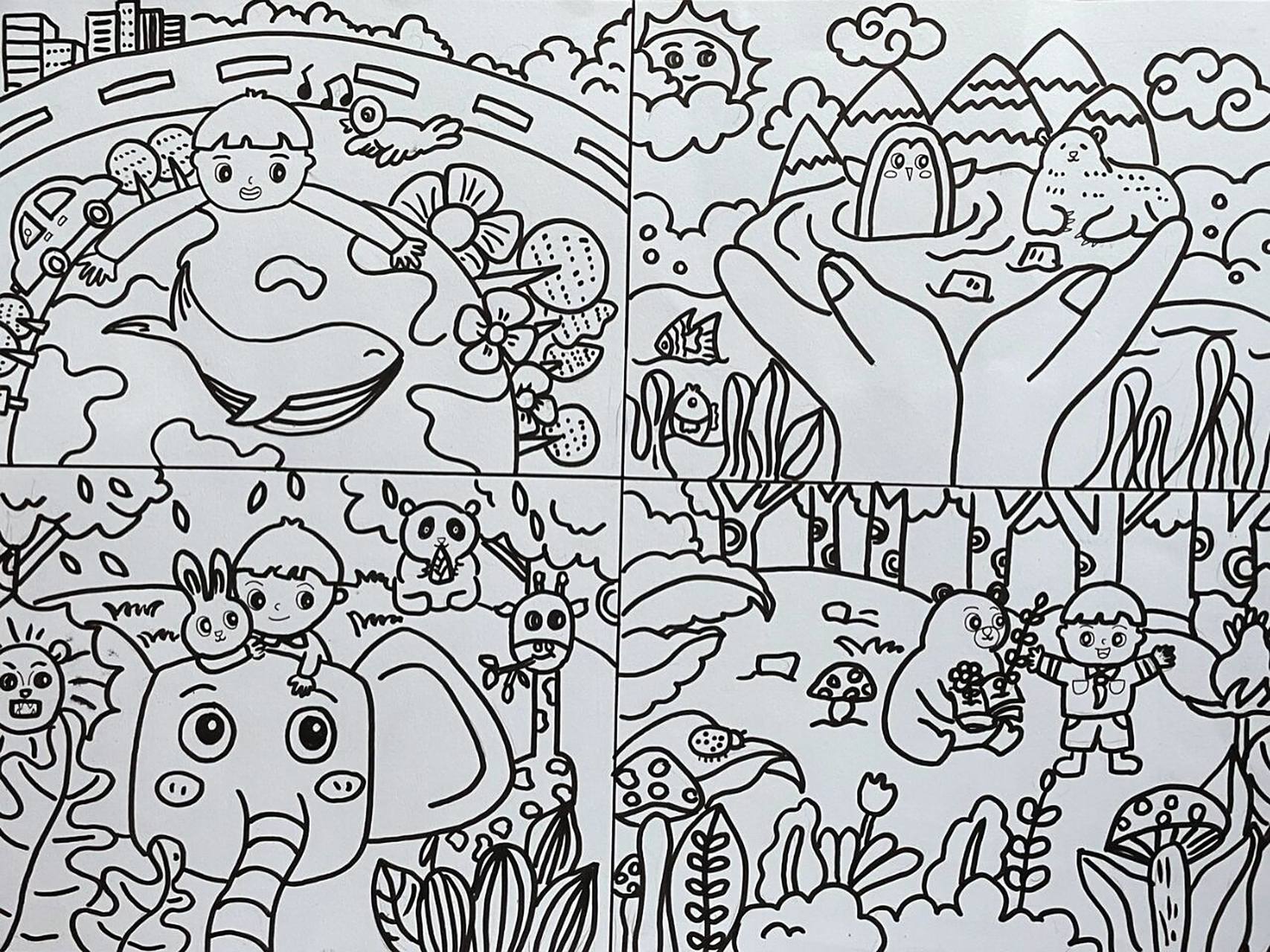 人与自然儿童画 1 人与自然和谐共处