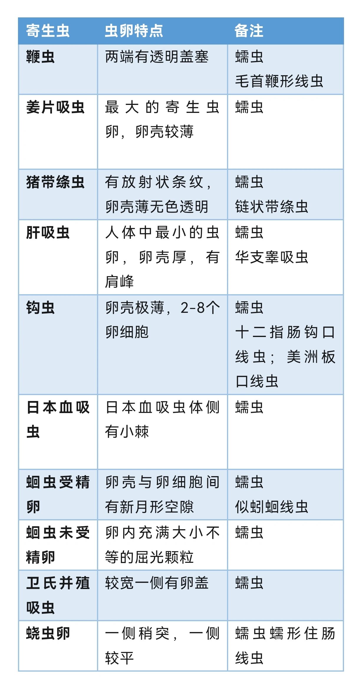 寄生虫形态总结及图谱