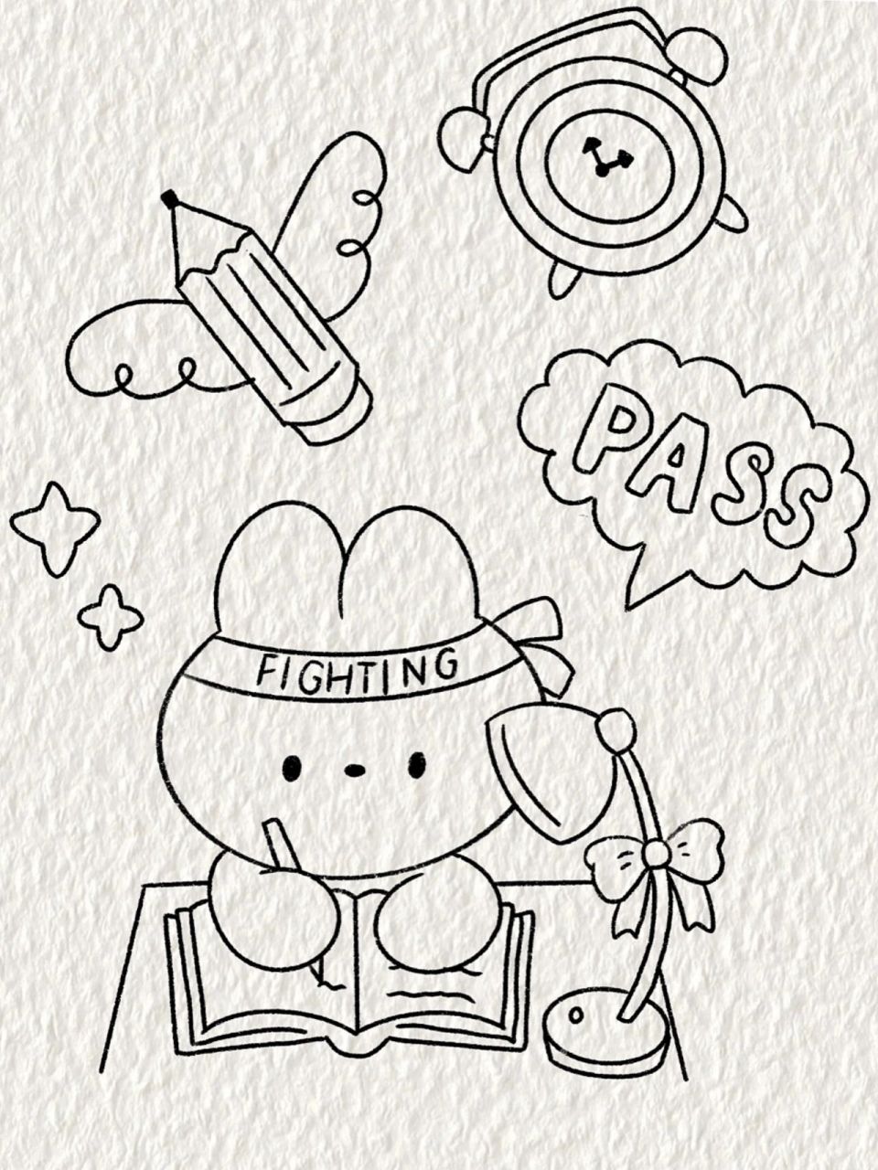 可爱小白兔/考试加油简笔画教程 考试加油系列简笔画手帐素材教程 祝