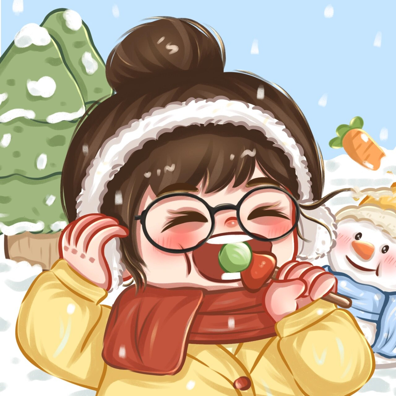 冬天闺蜜头像分享 一起吃吃喝喝 糖葫芦和板栗真是太好吃啦 原图分享