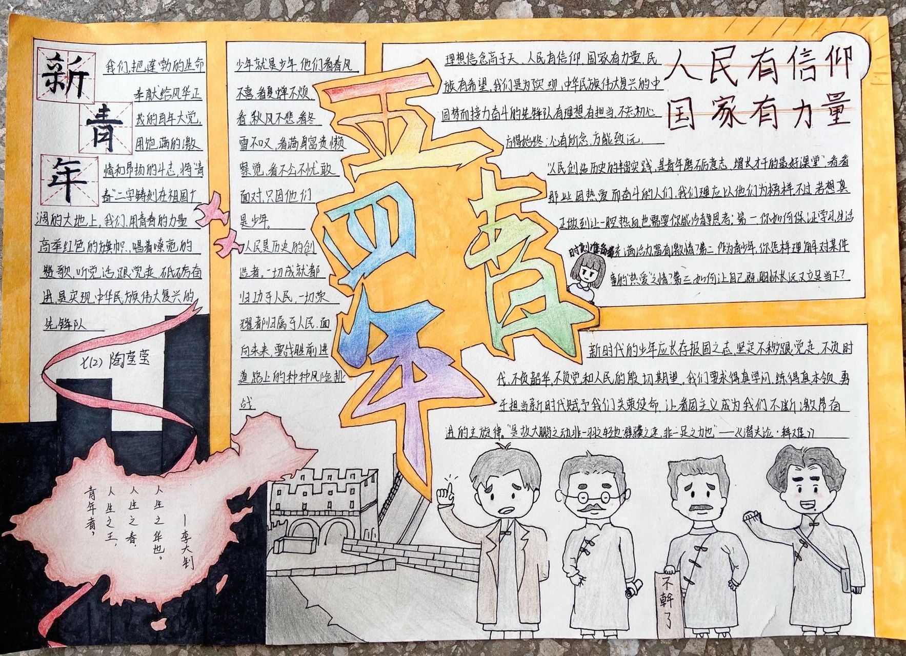 五四青年节手抄报    学生的作品