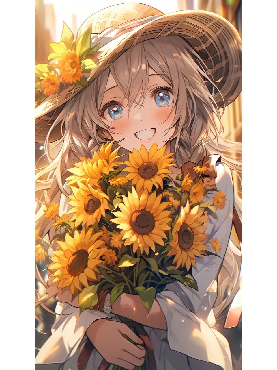 拥抱向日葵女孩,治愈系头像 向日葵寓意沉默的爱,但这一次我想好好